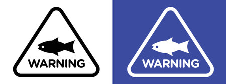Shark warning sign logo sign vector outline in black and white colorのイラスト素材
