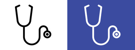 Stethoscope icon logo sign vector outline in black and white colorのイラスト素材