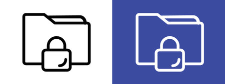 Secret folder icon logo sign vector outline in black and white colorのイラスト素材