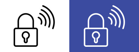 Smart lock icon logo sign vector outline in black and white colorのイラスト素材