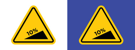 Steep slope ahead sign logo sign vector outline in black and white colorのイラスト素材