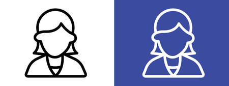 Student Girl icon logo sign vector outline in black and white colorのイラスト素材