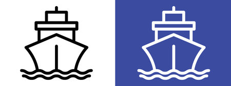 Ship icon logo sign vector outline in black and white colorのイラスト素材
