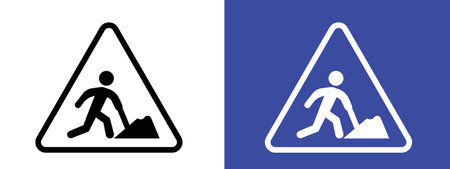 Under construction sign logo sign vector outline in black and white colorのイラスト素材