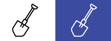 Shovel icon logo sign vector outline in black and white colorのイラスト素材