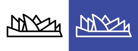 Sydney opera house icon logo sign vector outline in black and white colorのイラスト素材