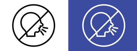 Stop talking sign logo sign vector outline in black and white colorのイラスト素材