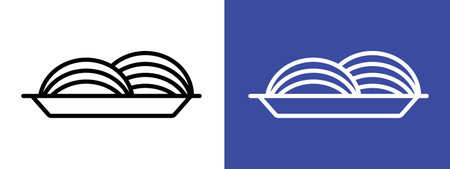 Spaghetti pasta icon logo sign vector outline in black and white colorのイラスト素材