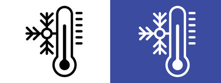 Thermometer cold icon logo sign vector outline in black and white colorのイラスト素材