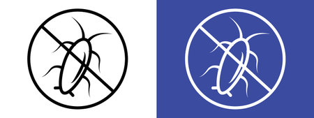 Stop insect sign logo sign vector outline in black and white colorのイラスト素材