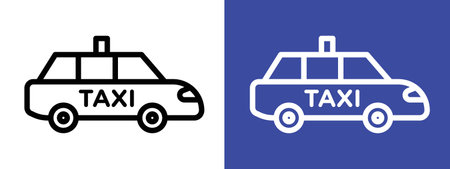 Taxi icon logo sign vector outline in black and white colorのイラスト素材