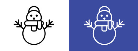 Snowman icon logo sign vector outline in black and white colorのイラスト素材