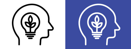 Think green icon logo sign vector outline in black and white colorのイラスト素材