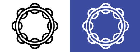 Tambourine icon logo sign vector outline in black and white colorのイラスト素材