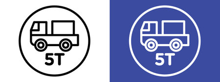 Weight limit traffic sign logo sign vector outline in black and white colorのイラスト素材