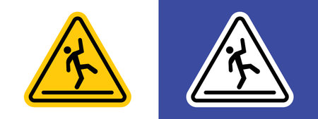 Wet Floor sign logo sign vector outline in black and white colorのイラスト素材