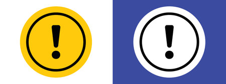 Warning sign with exclamation point logo sign vector outline in black and white colorのイラスト素材