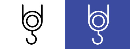 Winch hook icon logo sign vector outline in black and white colorのイラスト素材