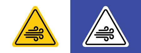 Wind warning sign logo sign vector outline in black and white colorのイラスト素材
