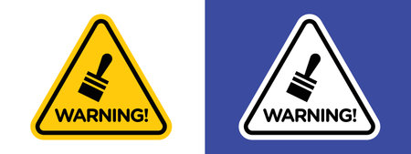 Wet paint sign logo sign vector outline in black and white colorのイラスト素材