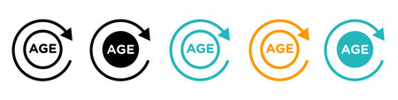 Age icon logo sign vector outline in black and white colorのイラスト素材