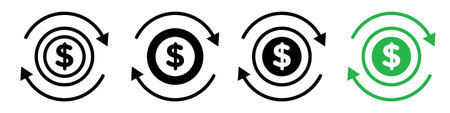 Circulation of money icon logo sign vector outline in black and white colorのイラスト素材