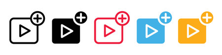 Add video icon logo sign vector outline in black and white colorのイラスト素材