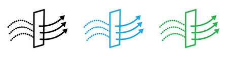 Air purification icon logo sign vector outline in black and white colorのイラスト素材