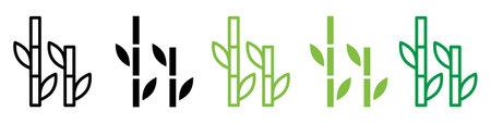 Bamboo icon logo sign vector outline in black and white colorのイラスト素材
