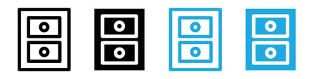 Banking locker icon logo sign vector outline in black and white colorのイラスト素材