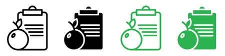 Diet plan icon logo sign vector outline in black and white colorのイラスト素材