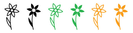 Daffodil icon logo sign vector outline in black and white colorのイラスト素材