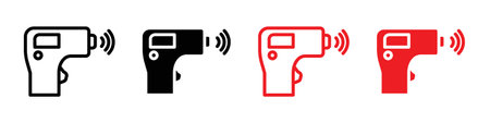 Contactless infrared thermometer icon logo sign vector outline in black and white colorのイラスト素材