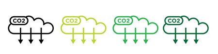 CO2 emissions icon logo sign vector outline in black and white colorのイラスト素材