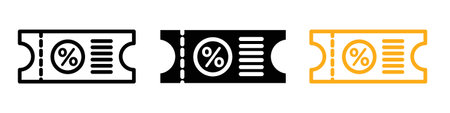 Discount voucher icon logo sign vector outline in black and white colorのイラスト素材