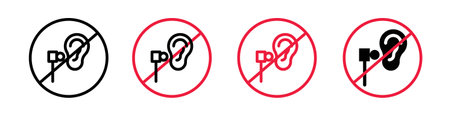 Do not use earphone icon logo sign vector outline in black and white colorのイラスト素材