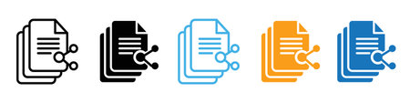 Document share icon logo sign vector outline in black and white colorのイラスト素材