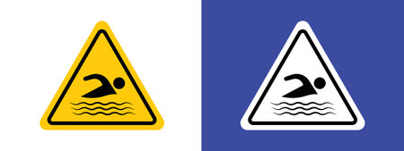 Risk of drowning warning sign logo sign vector outline in black and white colorのイラスト素材