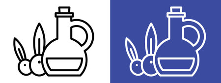 Olive oil icon logo sign vector outline in black and white colorのイラスト素材