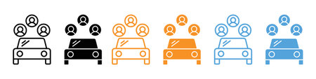 Carpool share icon logo sign vector outline in black and white colorのイラスト素材