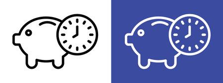 Save time icon logo sign vector outline in black and white colorのイラスト素材