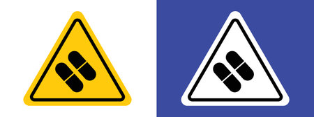 Side effects sign logo sign vector outline in black and white colorのイラスト素材