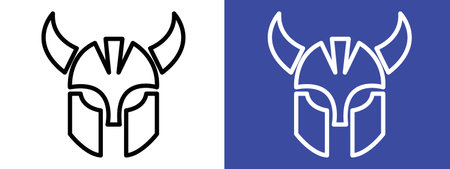 Warrior mask icon logo sign vector outline in black and white colorのイラスト素材