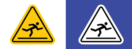 Tripping hazard warning sign logo sign vector outline in black and white colorのイラスト素材