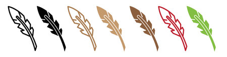 Feather icon logo sign vector outline in black and white colorのイラスト素材