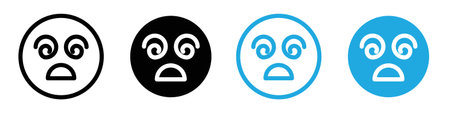 Hypnotized emoji icon logo sign vector outline in black and white colorのイラスト素材