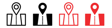 Navigation road trip icon logo sign vector outline in black and white colorのイラスト素材