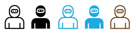 Robber icon logo sign vector outline in black and white color