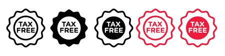 Tax free icon logo sign vector outline in black and white colorのイラスト素材