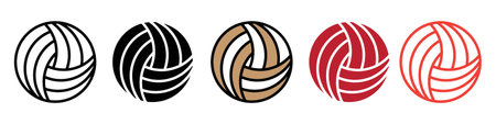 volleyball icon logo sign vector outline in black and white colorのイラスト素材
